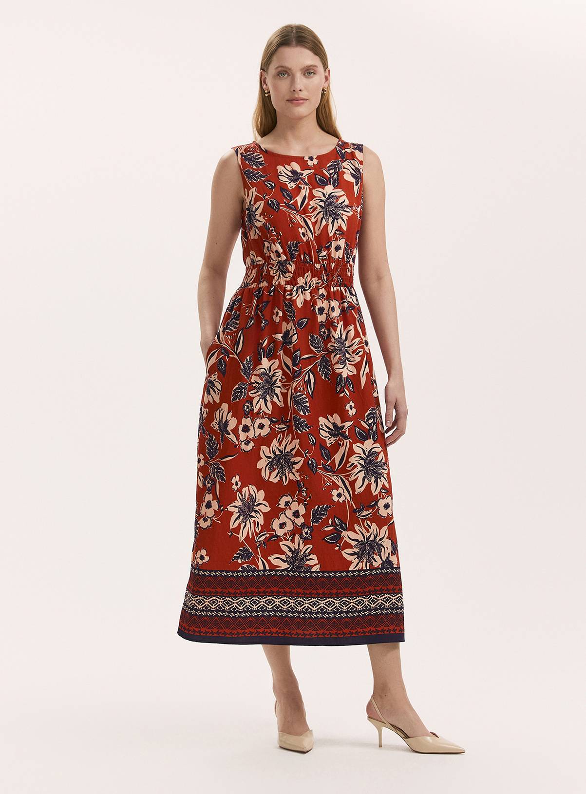 FINERY Willow Dress Rust Floral 16 - Image 1